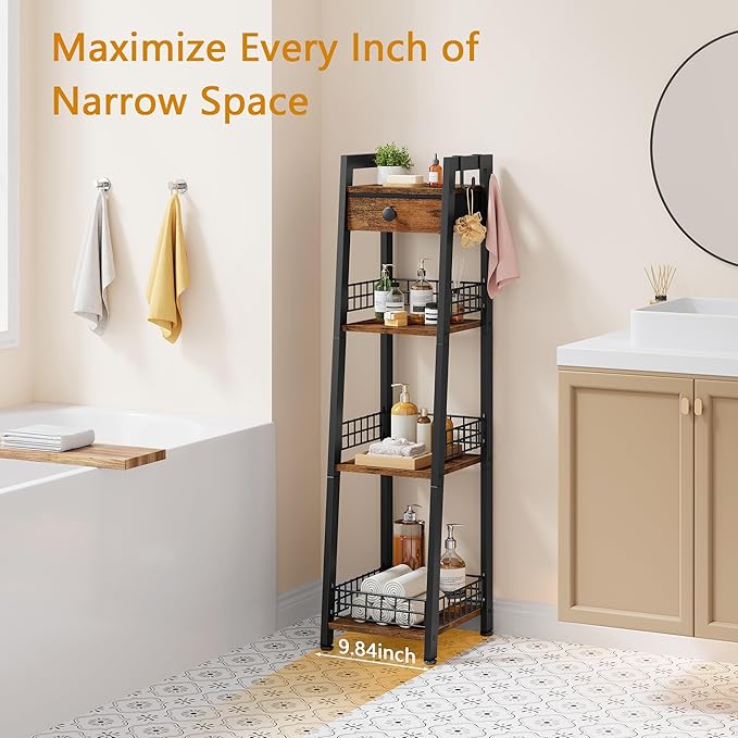 4-Tier Narrow Ladder Shelf - Image 4