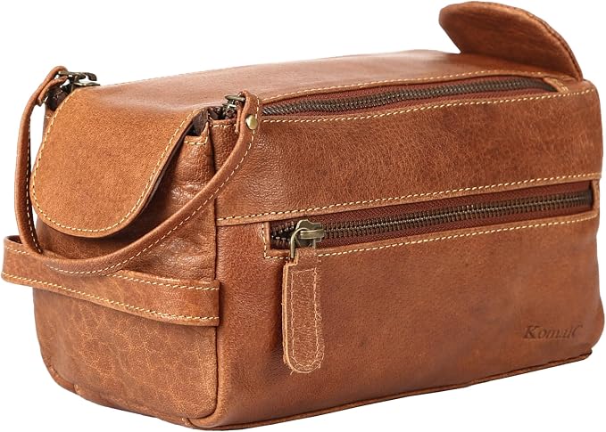 KomalC Premium Buffalo Leather Toiletry Bag by KomalC