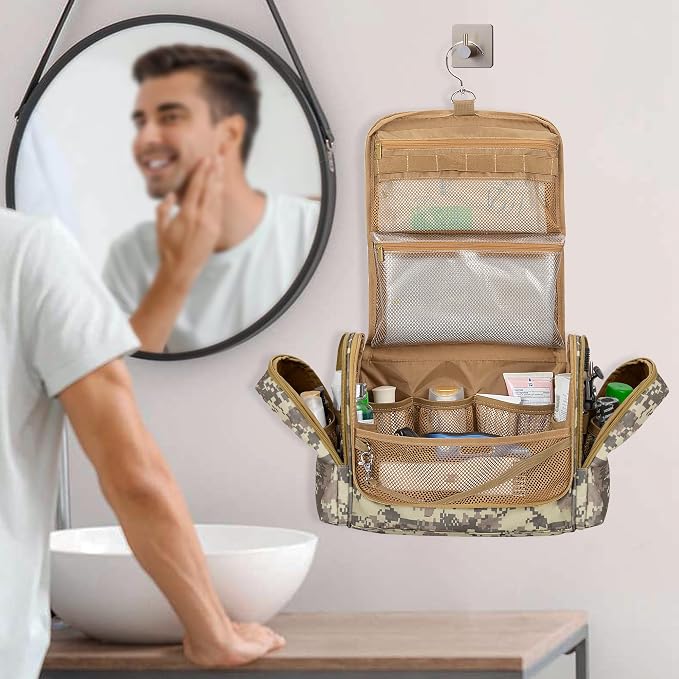 Tactical Toiletry Travel Bag for Men, Hanging Dopp Kit Hygiene Bag Shower - Image 8