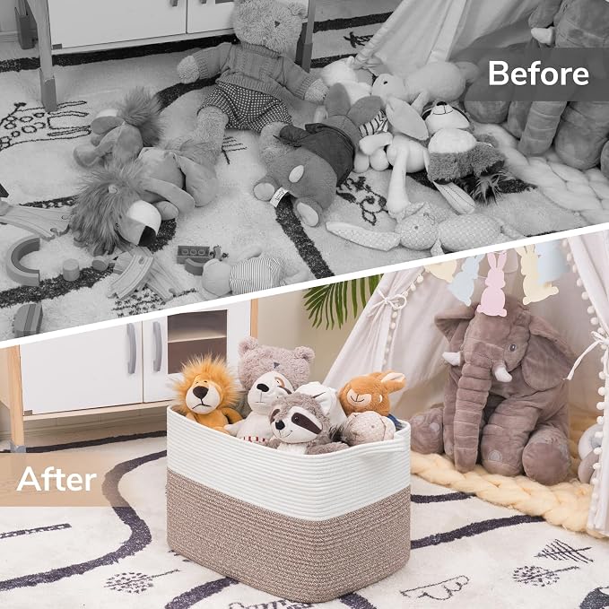 Goodpick Woven Baskets for Organizing, Rectangle Toy Baskets Storage Kids - Image 7