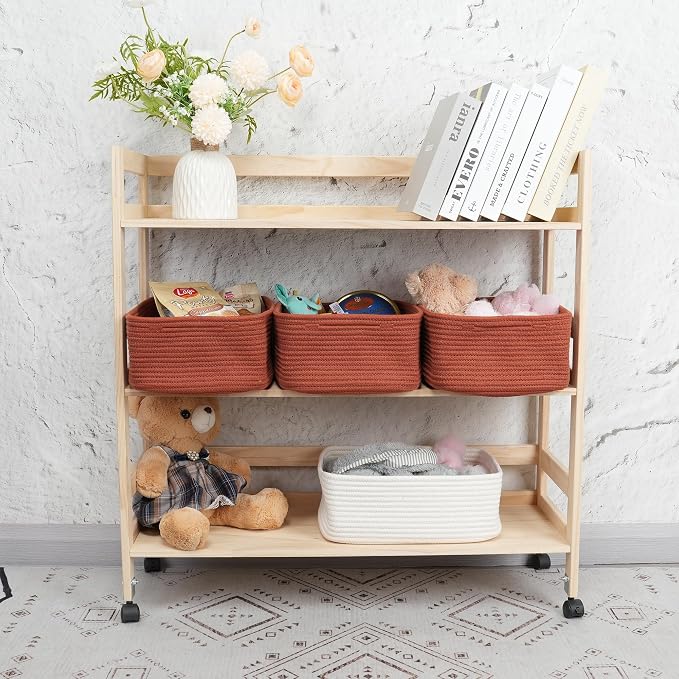 Small Woven Storage Baskets 13“X9”X5“ Decorative Rope Bins - Image 4