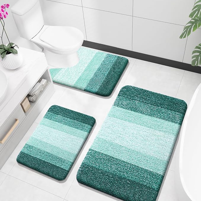 OLANLY Bathroom Rugs Sets 3 Piece, Soft Absorbent Microfiber Bath Mats and by OLANLY