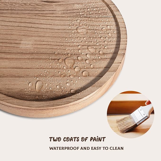 Round Decorative Tray Wood Bathroom Counter Organizer Farmhouse Kitchen Decor - Image 5