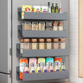 4 Pack Moveable Fridge Magnetic Spice Racks, Metal Grey by HOMESTORAGE