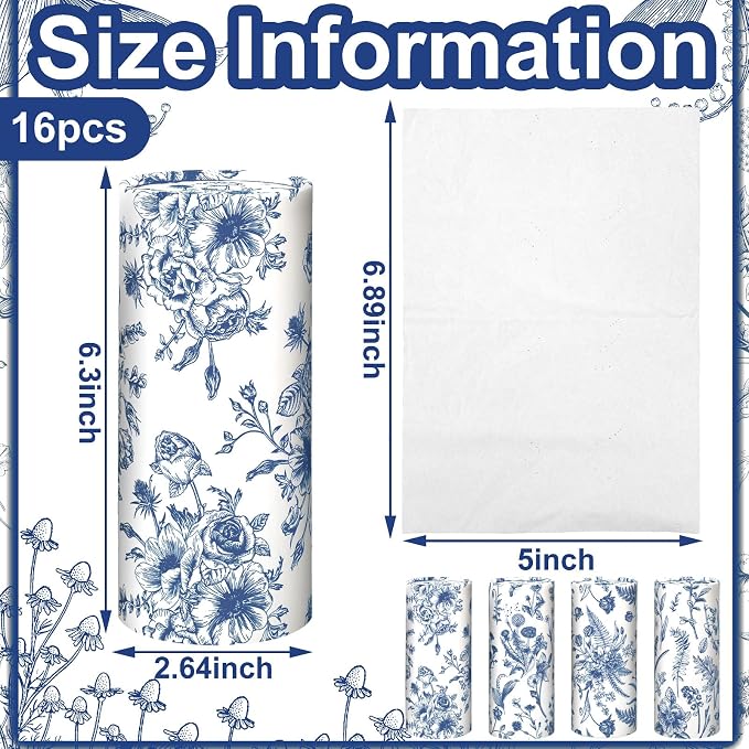 Zonon 8 Pcs Vintage Floral Round Tissues Box Car Holder - Image 3