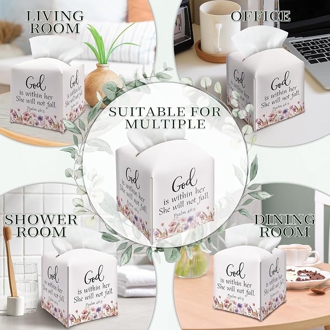 Christian Bible Verses Tissue Box Cover Square, Inspirational Quotes Waterproof - Image 6