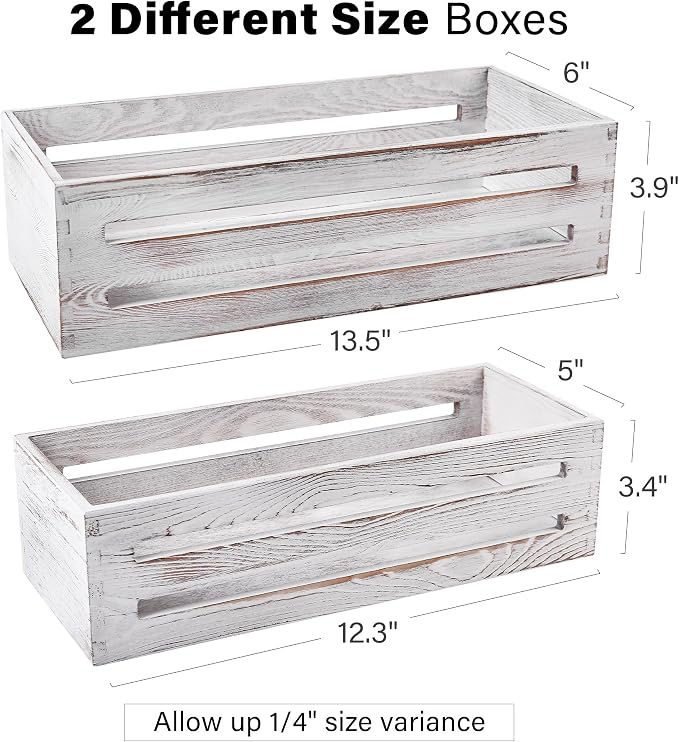 LotFancy Bathroom Decor Box, 2 Pack Wooden Toilet Paper Holder, Farmhouse - Image 2