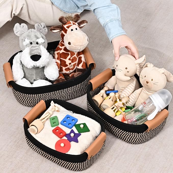 Storage Baskets for Organizing, Small Woven Basket Set of 6-4 Shelf Basket - Image 3