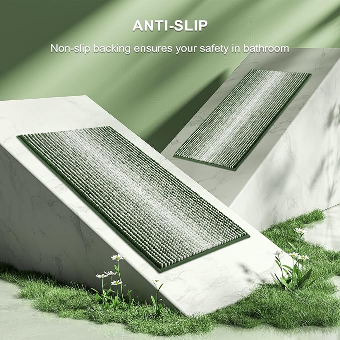 Bathroom Rugs and Mats Sets, 2 Piece Thick Absorbent Chenille Bath Mat Rug Set - Image 5