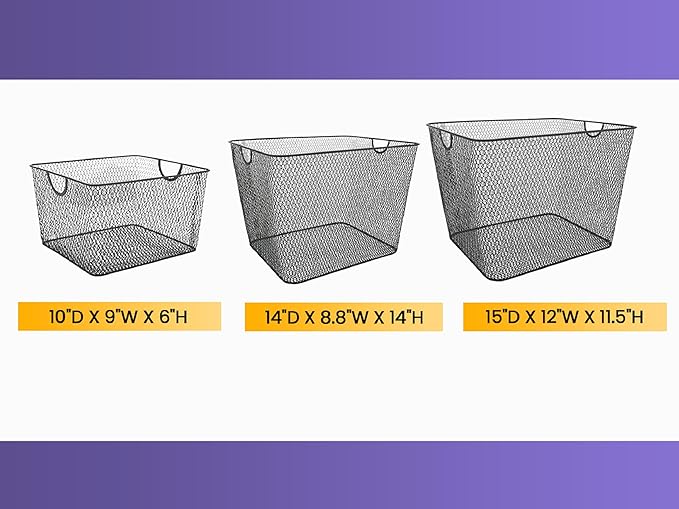 YBM Home Wire Mesh Storage Basket Organizer - Image 6