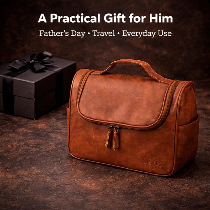 G.B.S GENTS Faux Leather Men’s Toiletry Bag – Travel Dopp Kit - Image 5