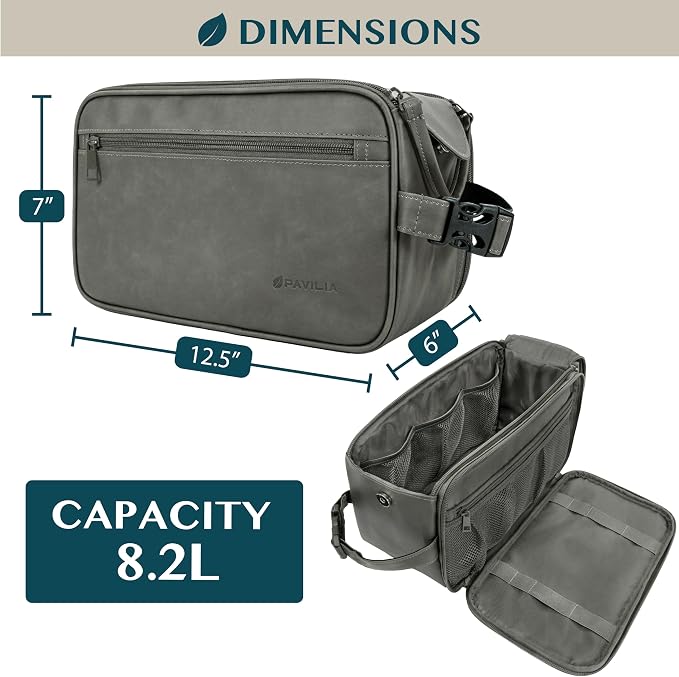 PAVILIA Toiletry Bag for Men, Travel Essentials Shaving Dopp Kit, Mens Travel - Image 2