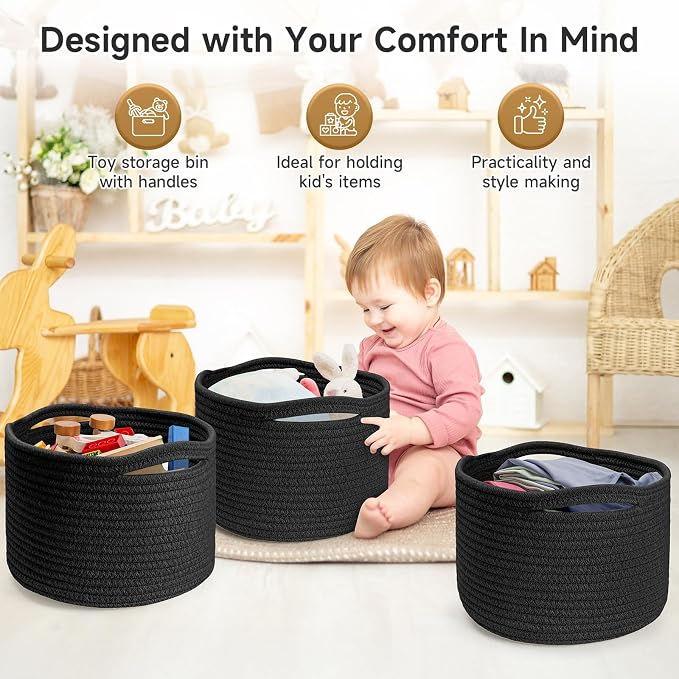 Small Rope Baskets for Storage, Baskets for Gifts Empty, Cute Round Woven Basket - Image 3