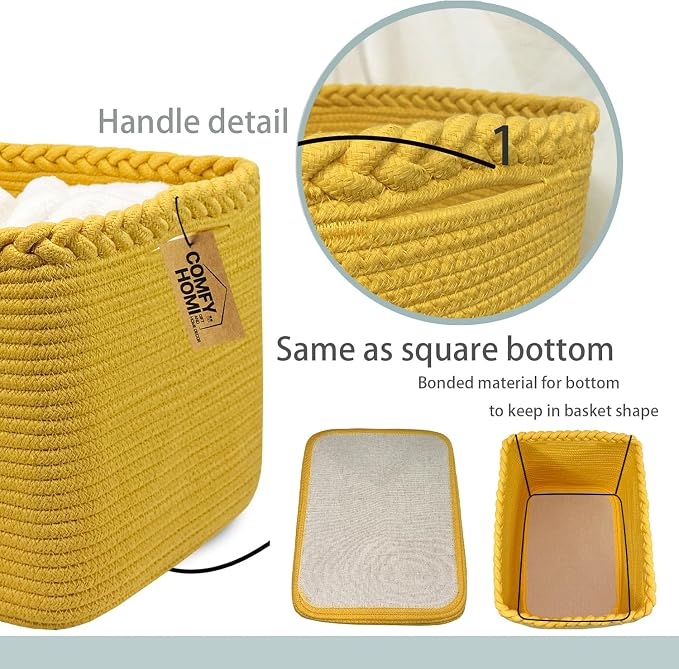 COMFY-HOMI Square Woven Cotton Rope Basket - Image 5