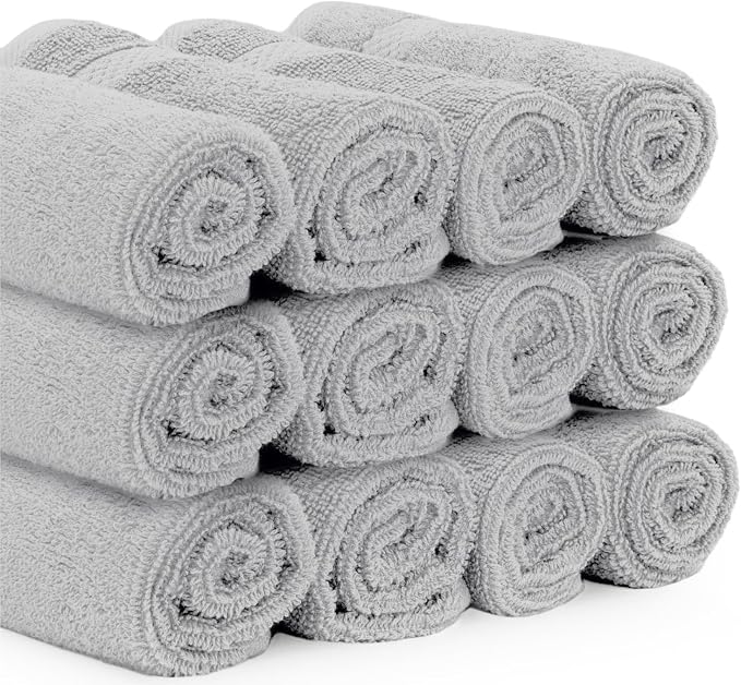 White Classic Luxury Cotton Washcloths 13x13 Inch - Image 3