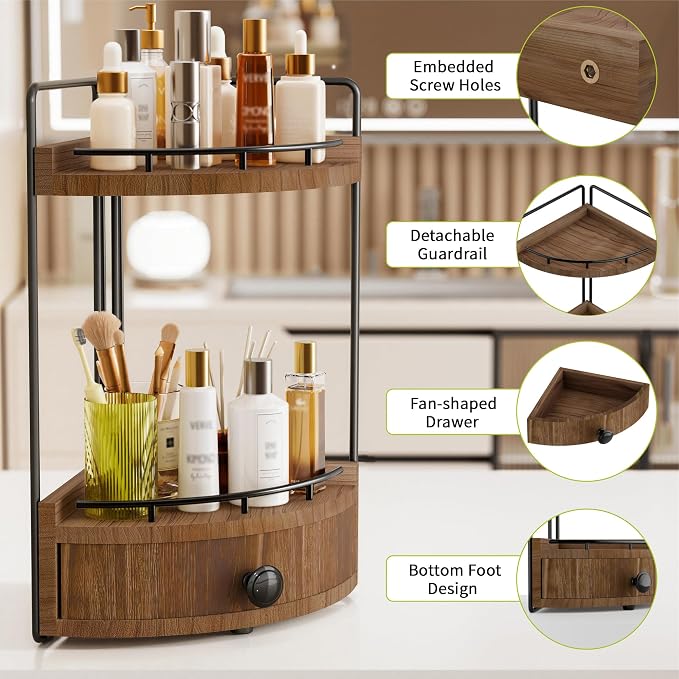 2-Tier Corner Bathroom Counter Organizer - Image 3
