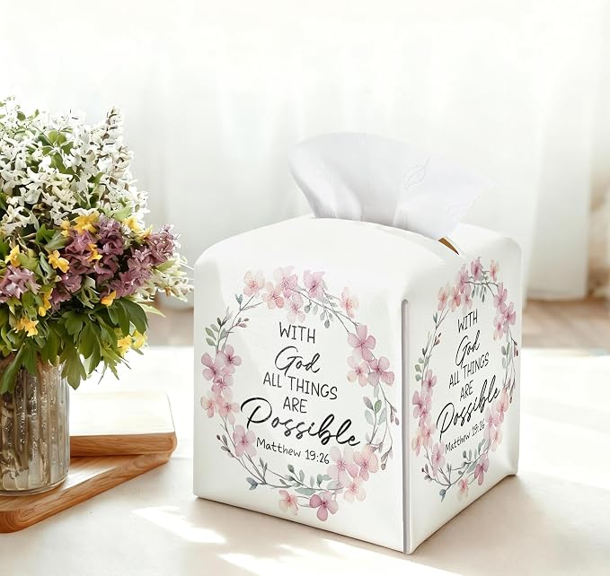 with God All Things are Possible Tissue Box Cover Square - Image 3