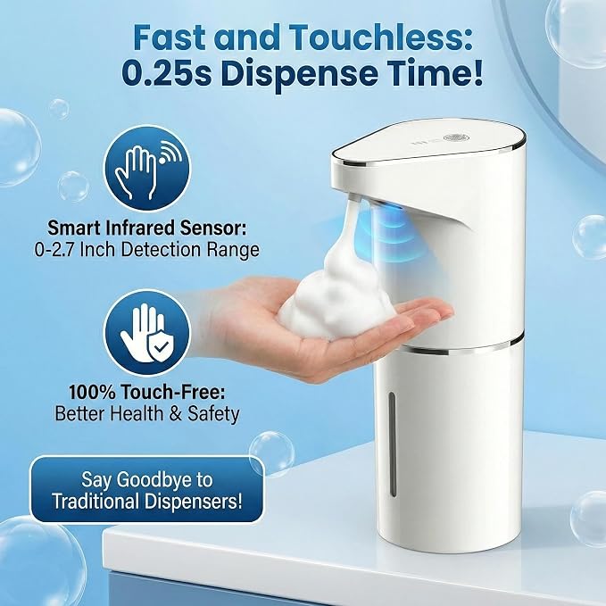 Automatic-Foaming-Soap-Dispenser-Touchless, Type C Rechargeable White Hand Soap - Image 7