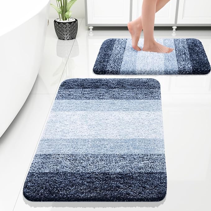 OLANLY Bathroom Rug Set 2 Piece, Soft Absorbent Microfiber Bath Rug Set by OLANLY
