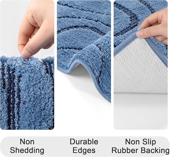 HEBE Bathroom Rugs Sets 5 Piece, Soft Absorbent Microfiber Bath Mat - Image 7