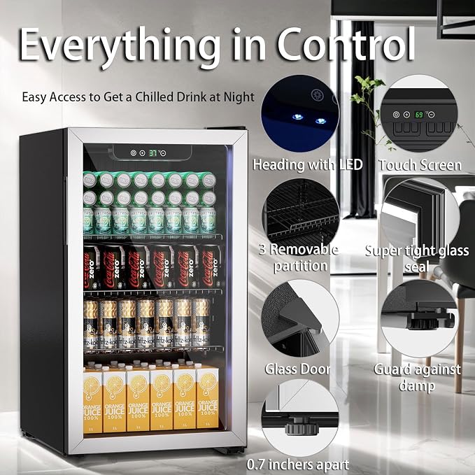 3.0 Cubic Feet/105 Can Beverage Refrigerator, 28 Inch Fridge - Image 2