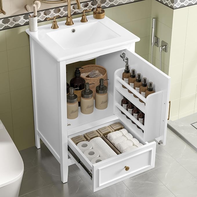 Bellemave 20 Inch Vanity with Sink, Free Standing Bathroom Vanity Cabinet with by Bellemave