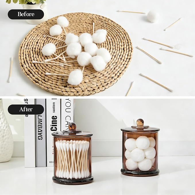 LEORAY 2 Pack Glass Qtip Holder Dispenser - Image 7