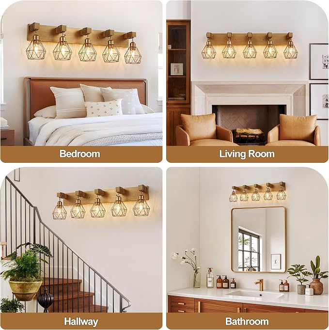 maesta Bathroom Gold Vanity Light Fixtures, 5-Light Gold Bathroom Light - Image 6