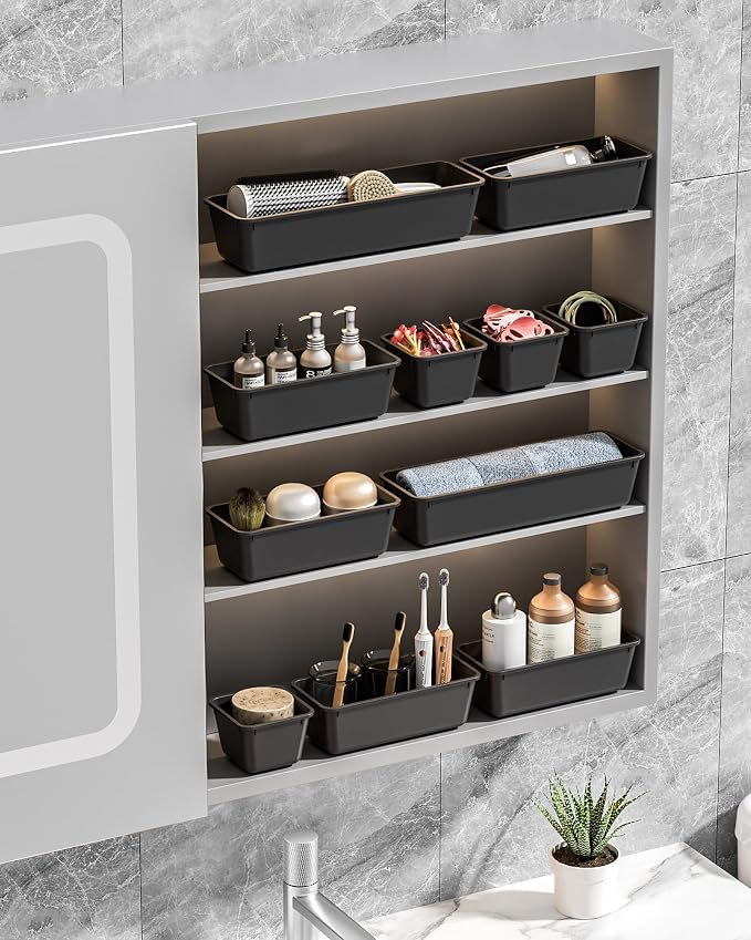 13 Pack Plastic Drawer Organizers Set, 3 Sizes Desk Drawer Organizer Trays - Image 7