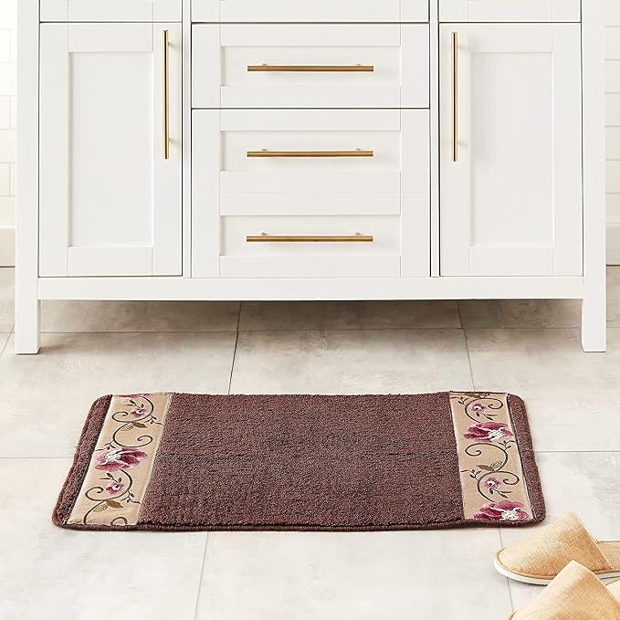 Zahari Home Larrisa Floral Bathroom Rug Luxury Bath Rug Washable Contemporary - Image 2