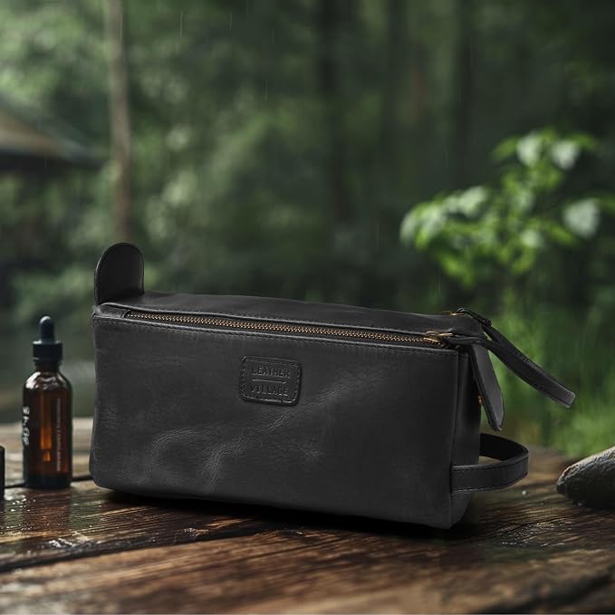 LEATHER VILLAGE Genuine Leather Travel Toiletry Bag - Image 6
