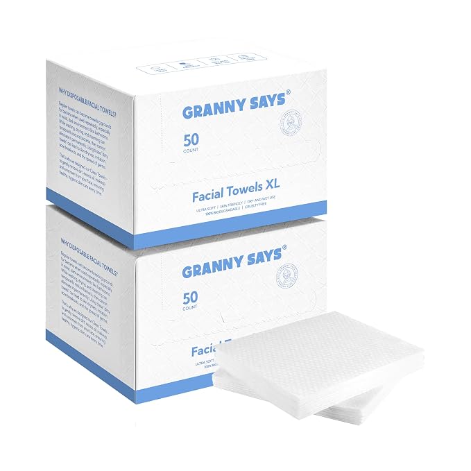 GRANNY SAYS Disposable Face Towel, Biobased Face Towelettes Disposable by GRANNYSAYS
