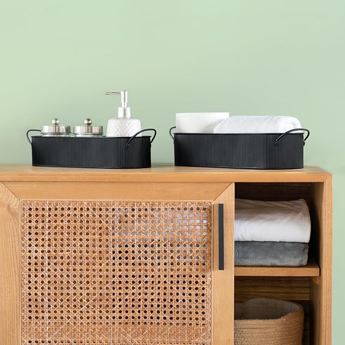 Mkono Metal Storage Basket for Toilet Tank Top Bathroom Decor, Galvanized Tray - Image 3