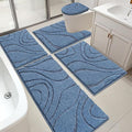 HEBE Bathroom Rugs Sets 5 Piece, Soft Absorbent Microfiber Bath Mat by HEBE