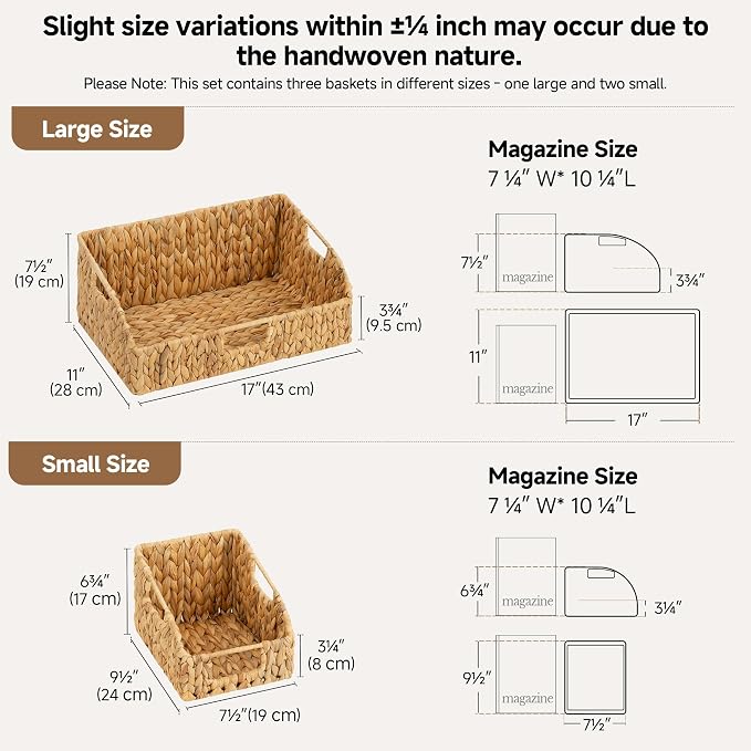 StorageWorks Water Hyacinth Pantry Storage Baskets, Wicker Baskets - Image 2