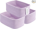 Small Woven Storage Baskets 12“X8”X5“ Decorative Rope Bins by XUANGUO