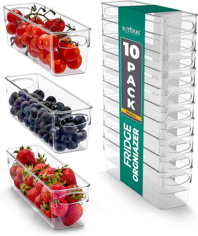 Sorbus 10-Pack Small Clear Plastic Organizing Bins – Clear Bins by Sorbus