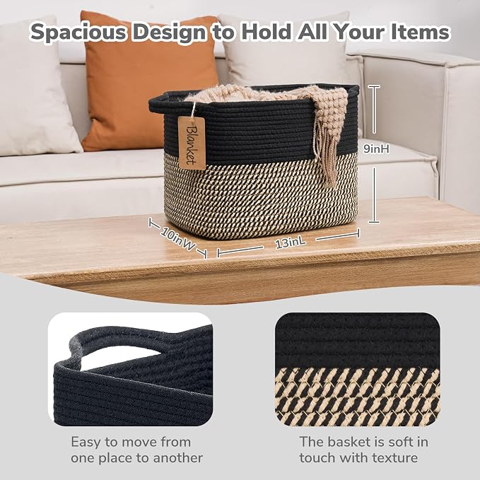 Goodpick Woven Storage Basket for Shelves, Small Wicker Baskets for Shoes - Image 3