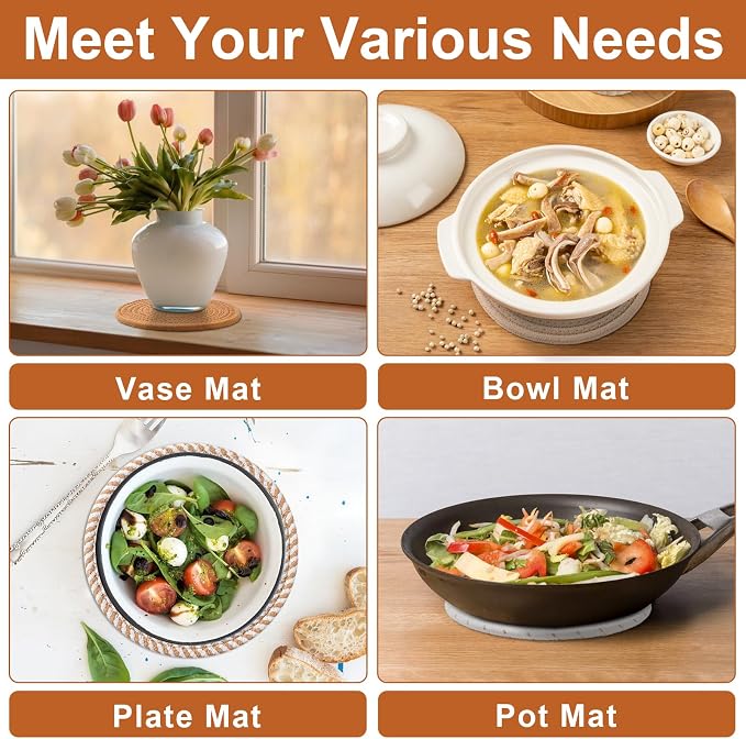 7 Inch Trivets for Hot Dishes, Pots and Pans, 5 Heat Resistant Pot Holders for - Image 5
