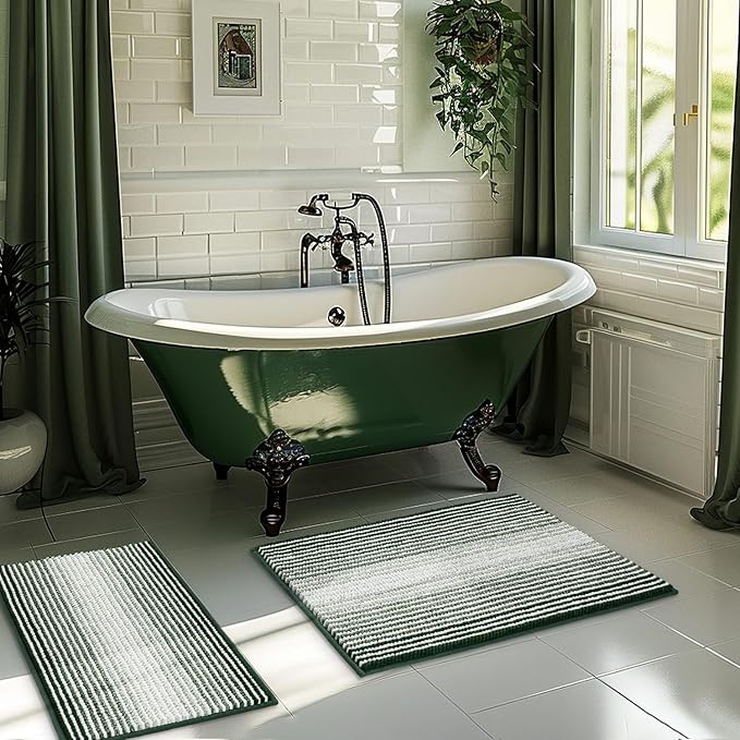 Bathroom Rugs and Mats Sets, 2 Piece Thick Absorbent Chenille Bath Mat Rug Set by BSICPRO