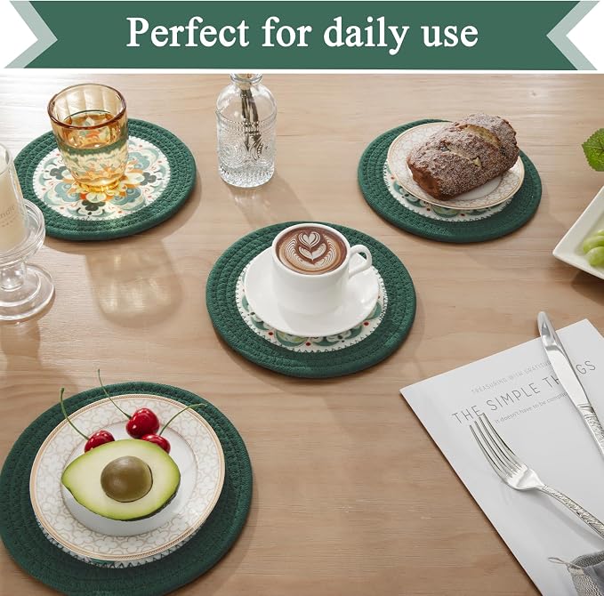 SHACOS 8 Inches Trivets for Hot Dishes, 4 Pieces Cotton and Felt Floral Trivets - Image 8
