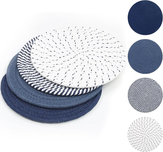 SHACOS 8 Inches Trivets for Hot Dishes, 4 Pieces Cotton Trivets Mats for Kitchen by SHACOS