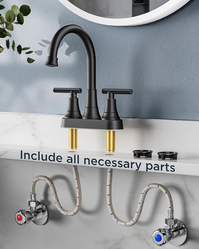 FORIOUS Matte Black Bathroom Faucets, 4 Inch Centerset Bathroom Sink Faucet 2 - Image 8