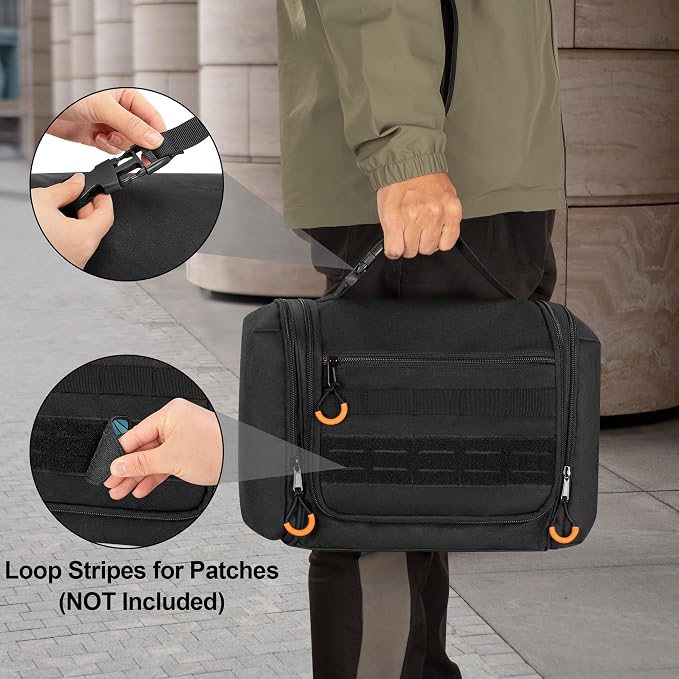 Tactical Toiletry Travel Bag for Men, Hanging Dopp Kit Hygiene Bag Shower - Image 6