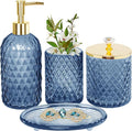 Blue Bathroom Accessories Set, Toothbrush Holder, Qtip Holder, Soap Dish by Haturi