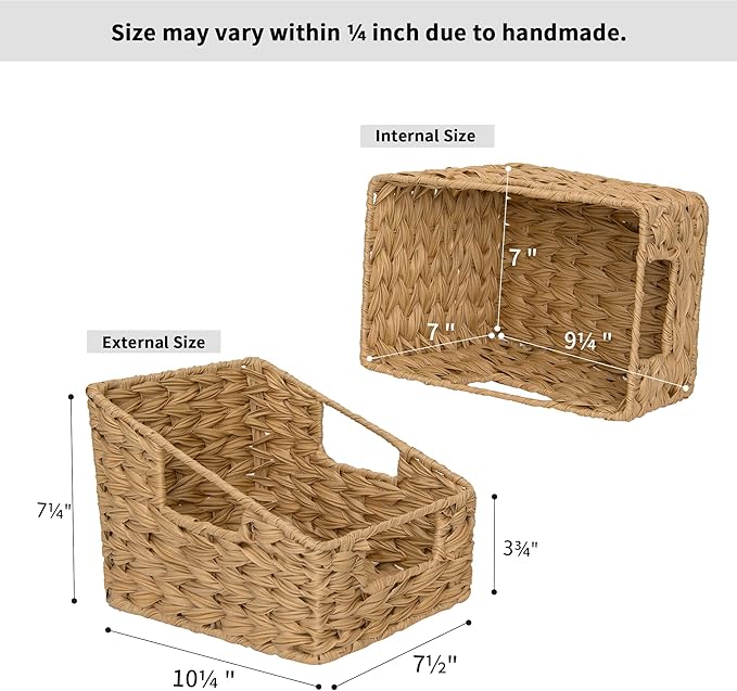 GRANNY SAYS Wicker Basket with Handles, Trapezoid Decorative Baskets, Woven - Image 5