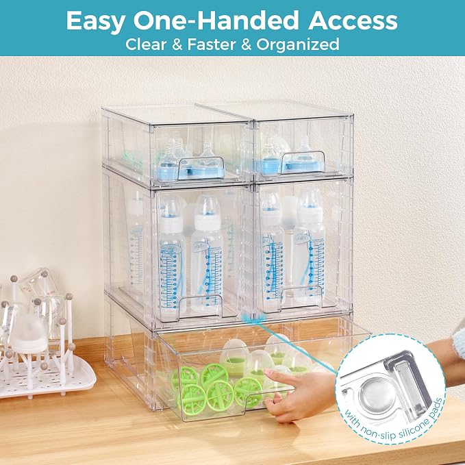 Vtopmart 5 Pack Clear Stackable Storage Drawers, Plastic Drawers - Image 5