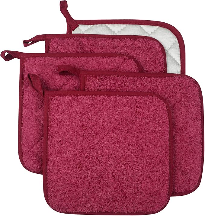 100% Cotton Kitchen Everyday Basic Terry Pot Holder Heat Resistant Coaster by Lifaith