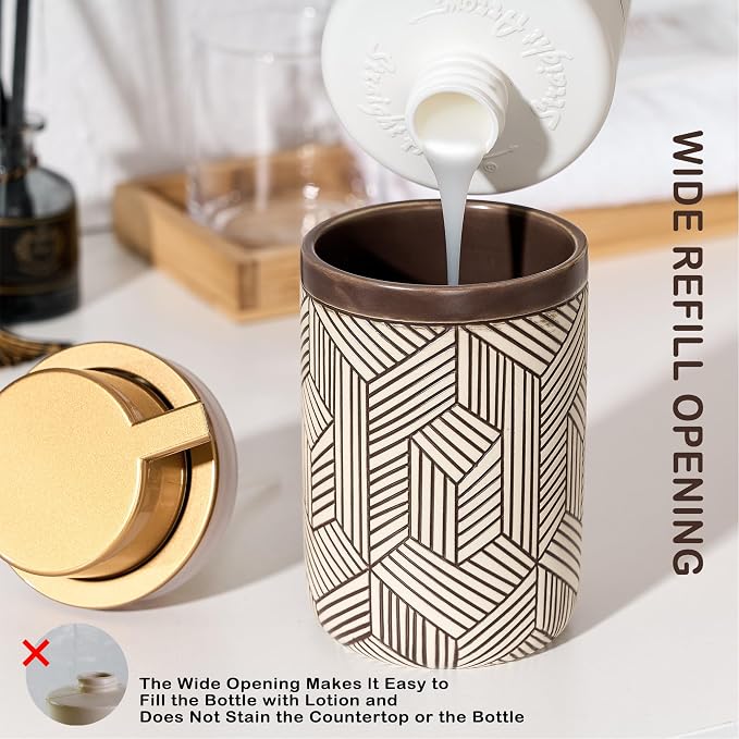 Brown Foaming Soap Dispenser, Ceramic Foam Soap Dispenser - Image 3