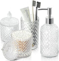 Bathroom Accessories Set, 4 Pack Clear Glass Bath Accessory Sets Complete by RYTOXILOBrightenUpYourHome